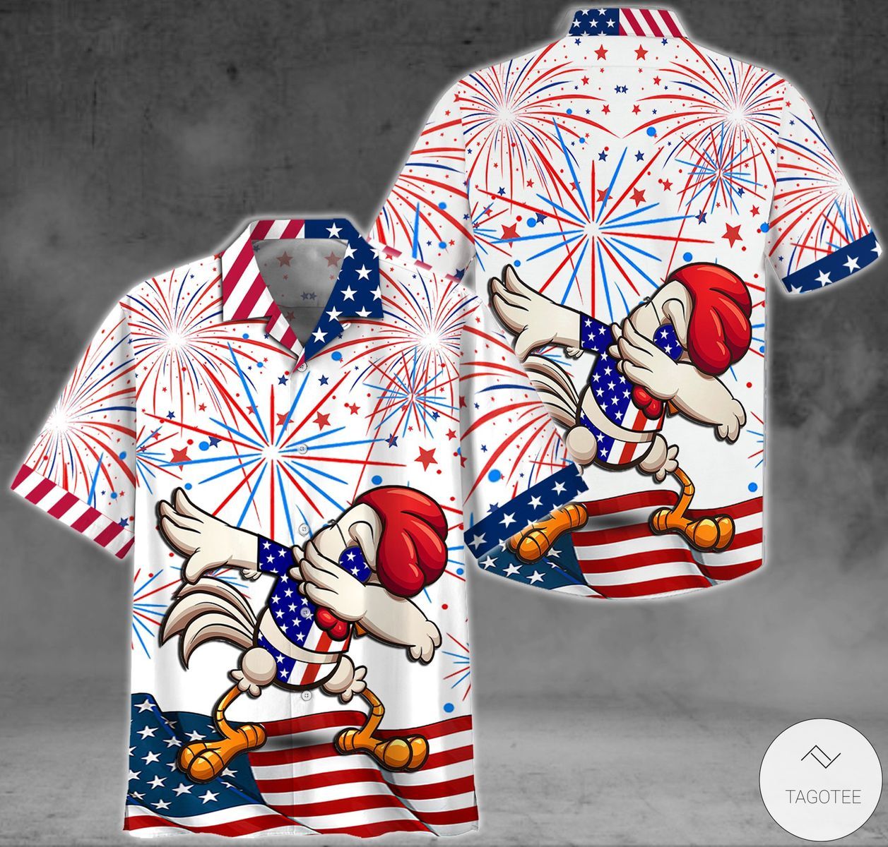 Celebratory Independence Day Chicken Dabbing Hawaiian Shirt