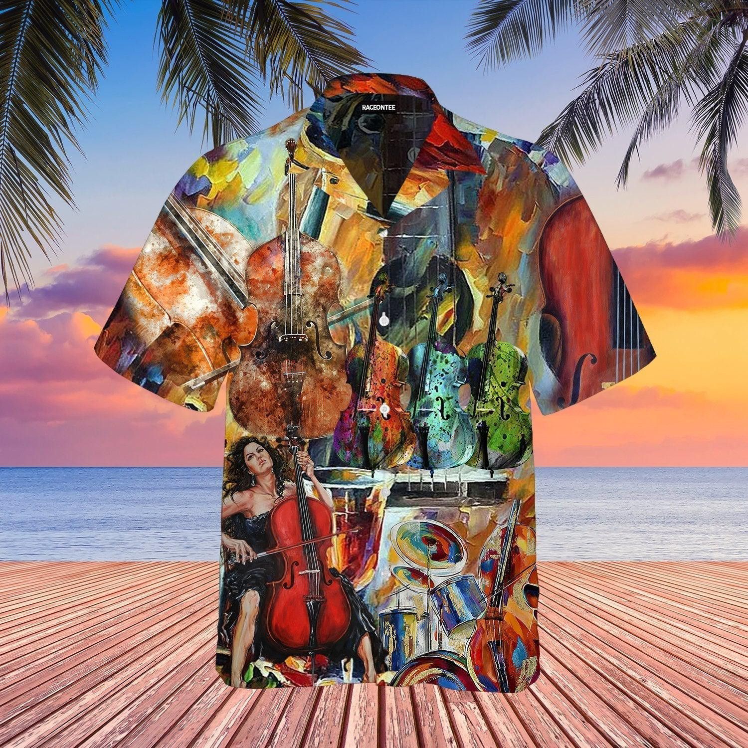Cello Vintage Cello Jazz Music Trendy Hawaiian Shirt