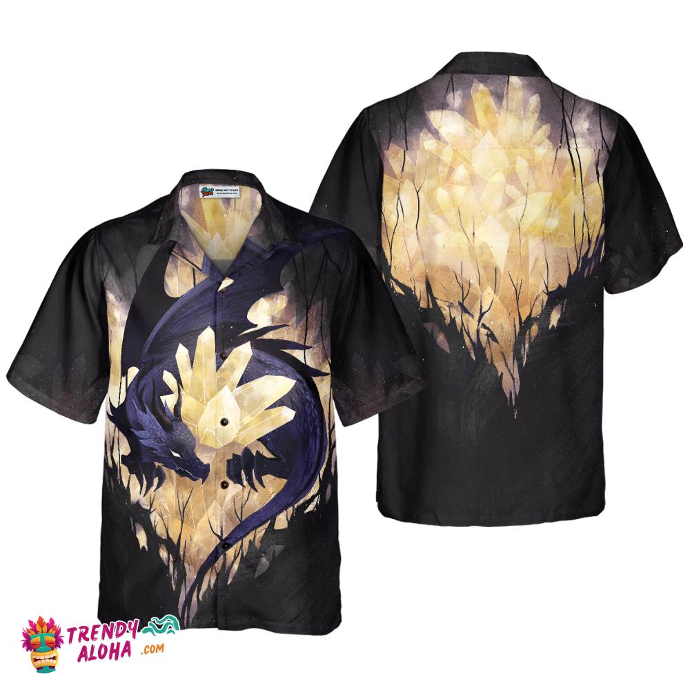 Celtic Dragon With Crystal Glow In The Dark Mens Hawaiian Shirt