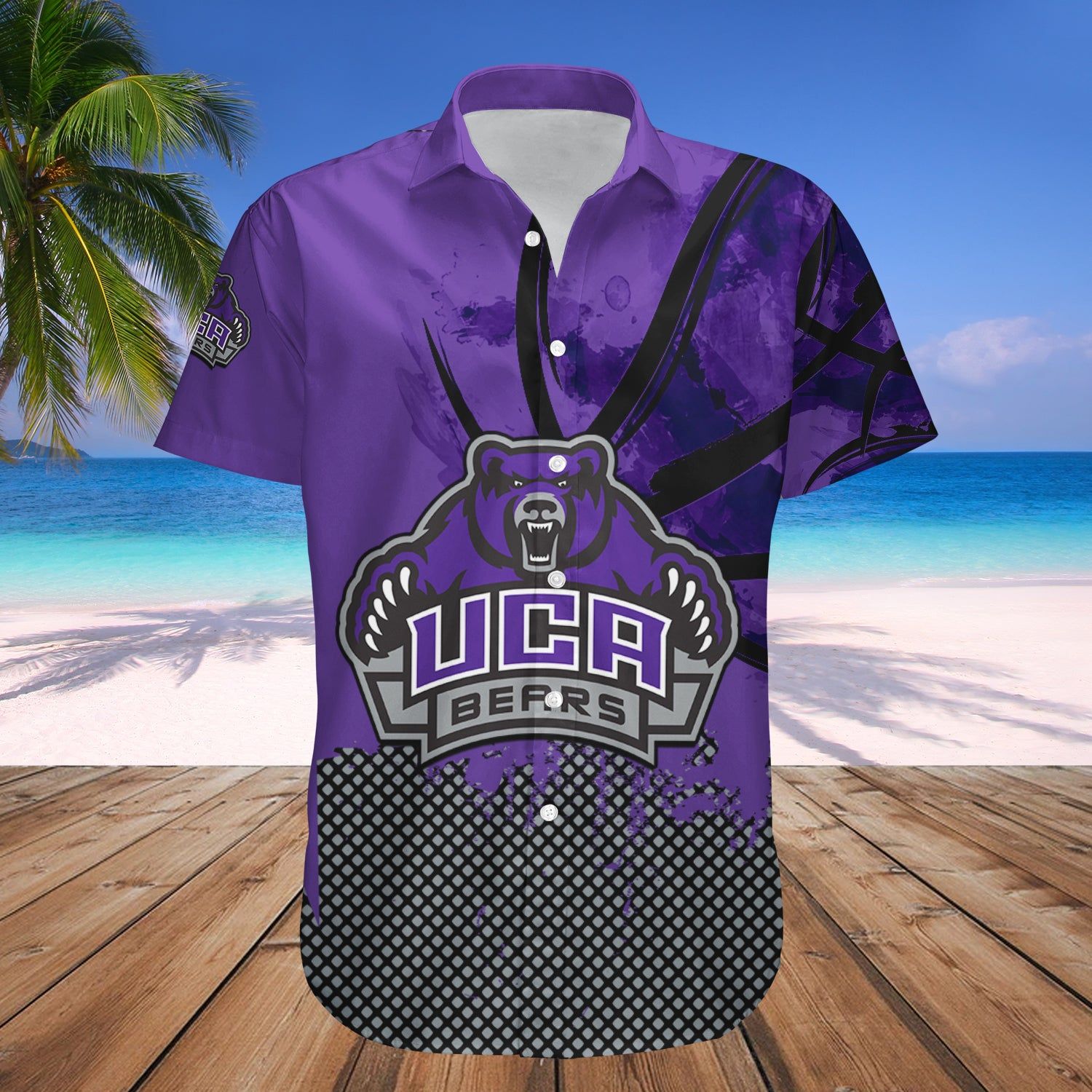 Central Arkansas Bears Hawaii Shirt Basketball Net Grunge Pattern – NCAA