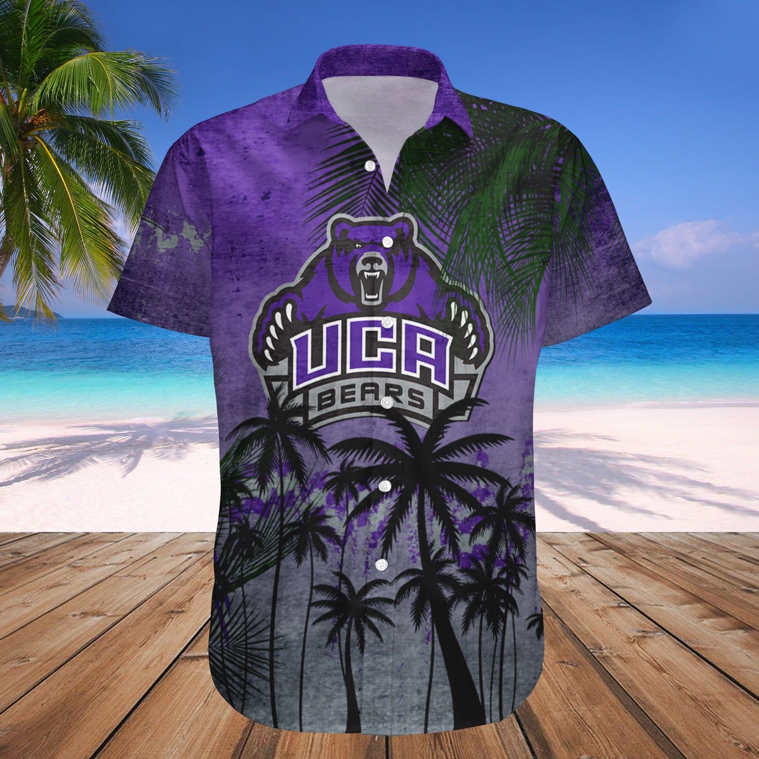 Central Arkansas Bears Hawaii Shirt Coconut Tree Tropical Grunge – NCAA