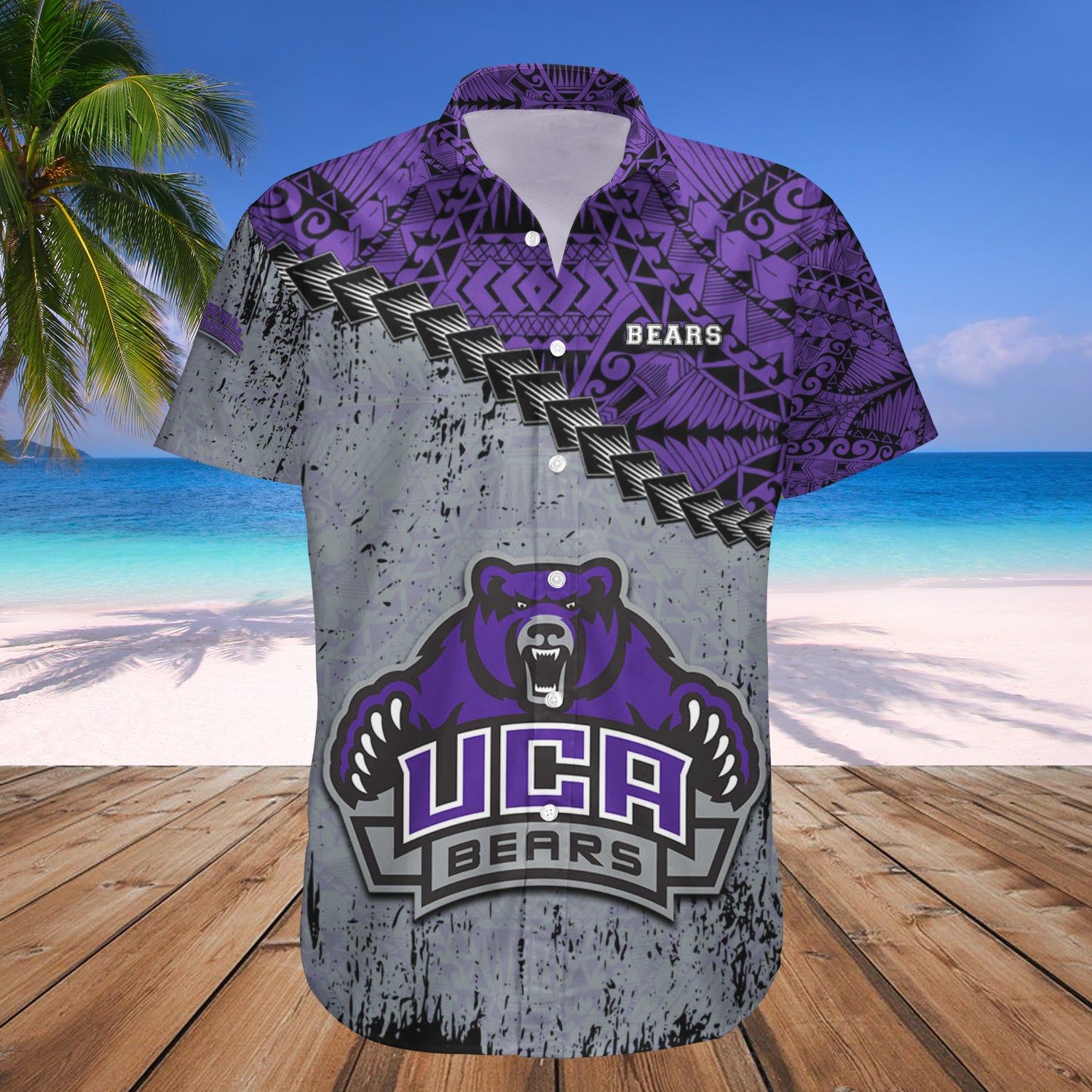 Central Arkansas Bears Hawaii Shirt Grunge Polynesian Tattoo – NCAA