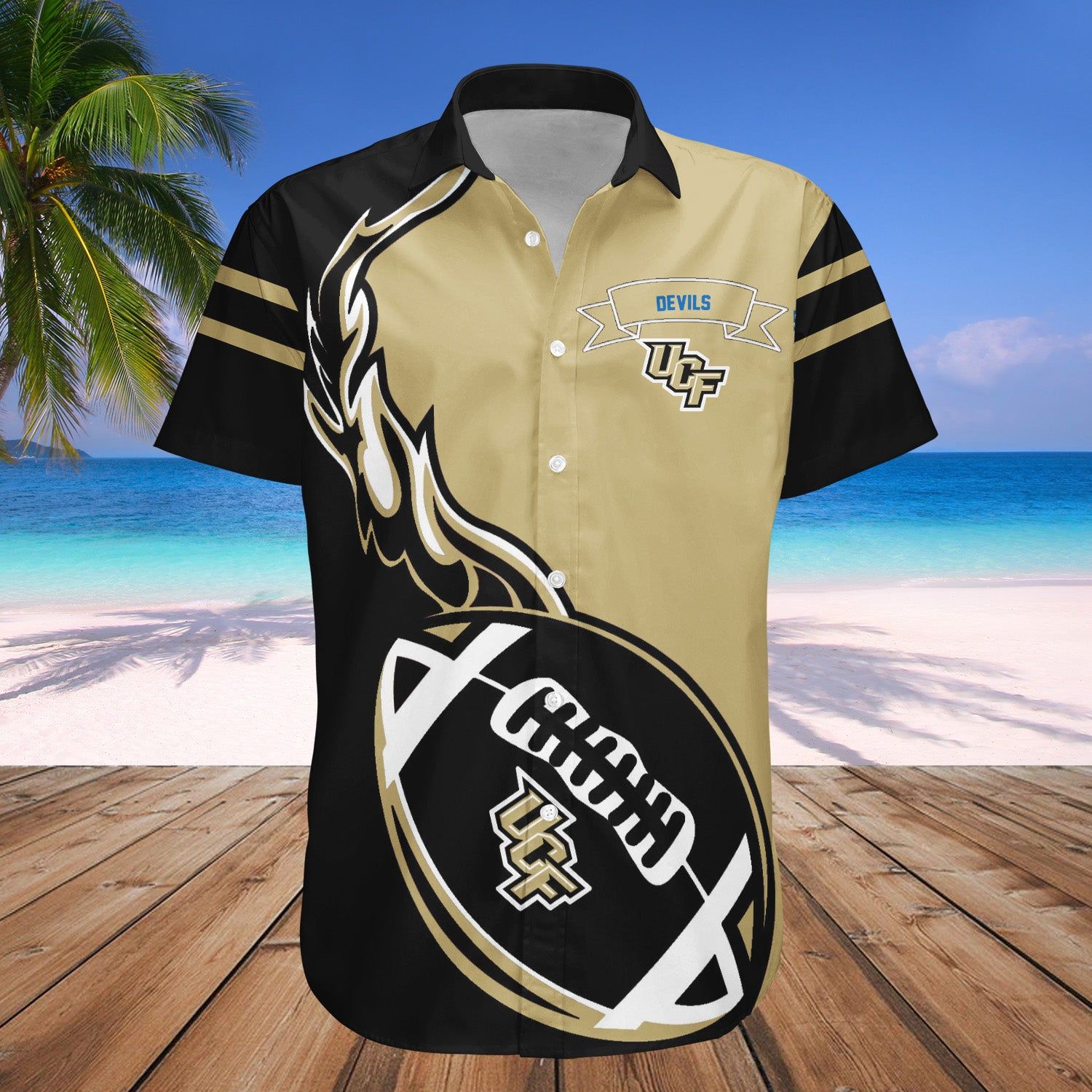 Central Connecticut Blue Devils Hawaii Shirt Flame Ball – NCAA