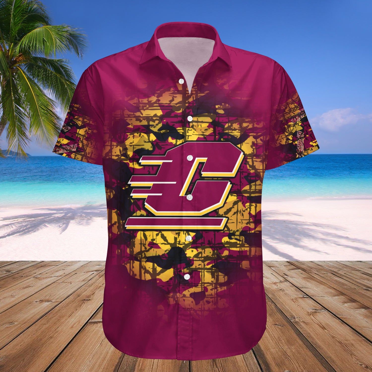 Central Michigan Chippewas Hawaii Shirt Camouflage Vintage – NCAA