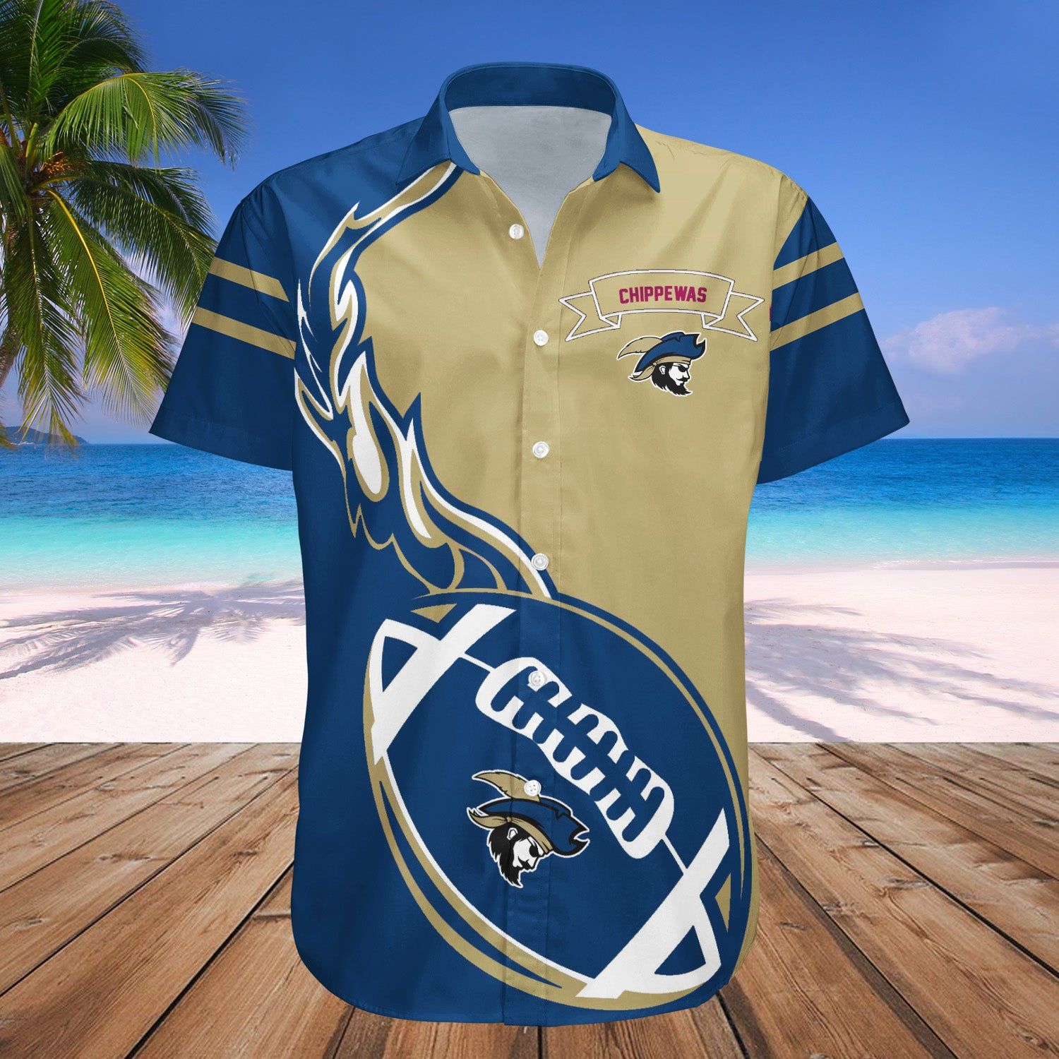 Central Michigan Chippewas Hawaii Shirt Flame Ball – NCAA