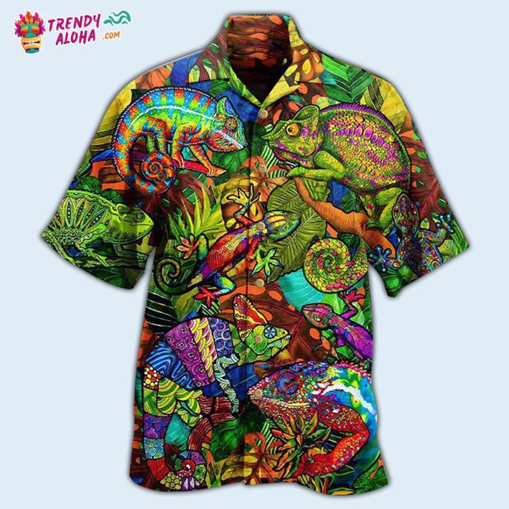 Chameleon Animals Fullcolor Abstract Style So Cool Hawaiian Shirt – Trendy Aloha