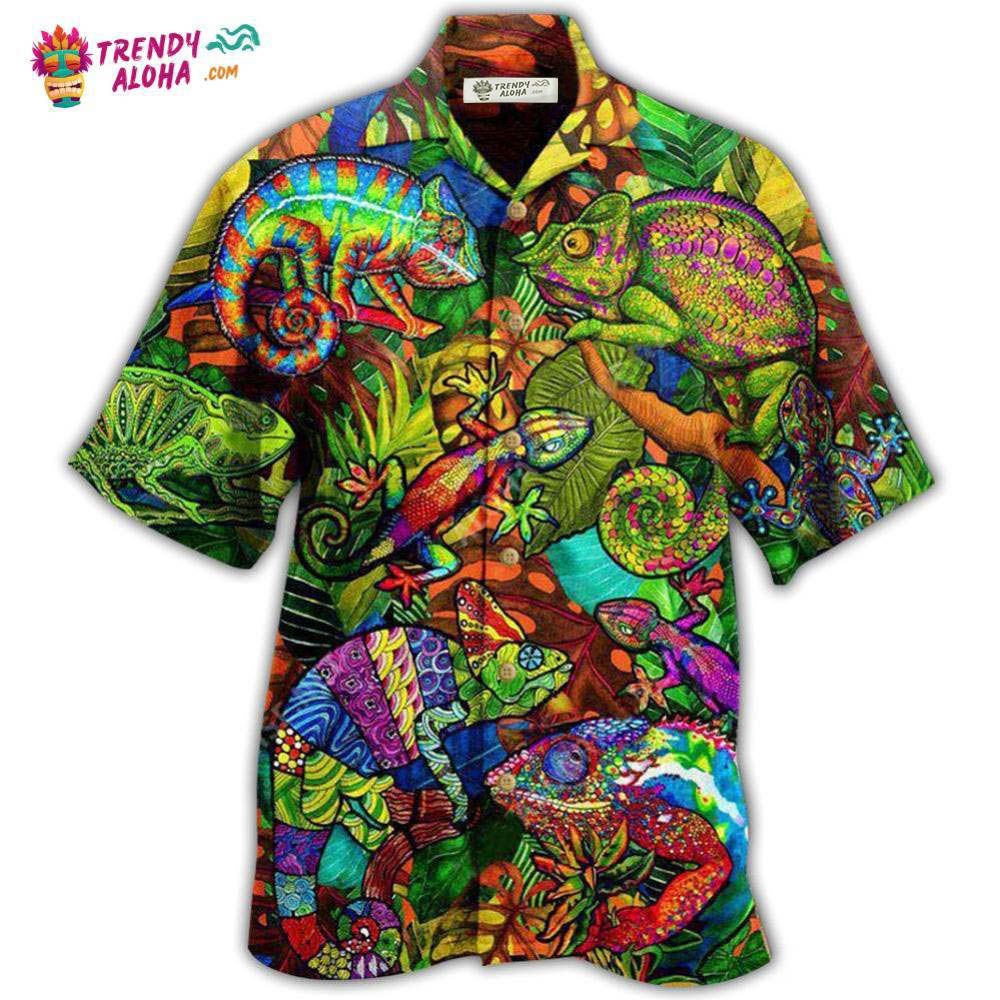 Chameleon Animals Life Is Better With A Chameleon Pattern Hawaiian Shirt – Trendy Aloha