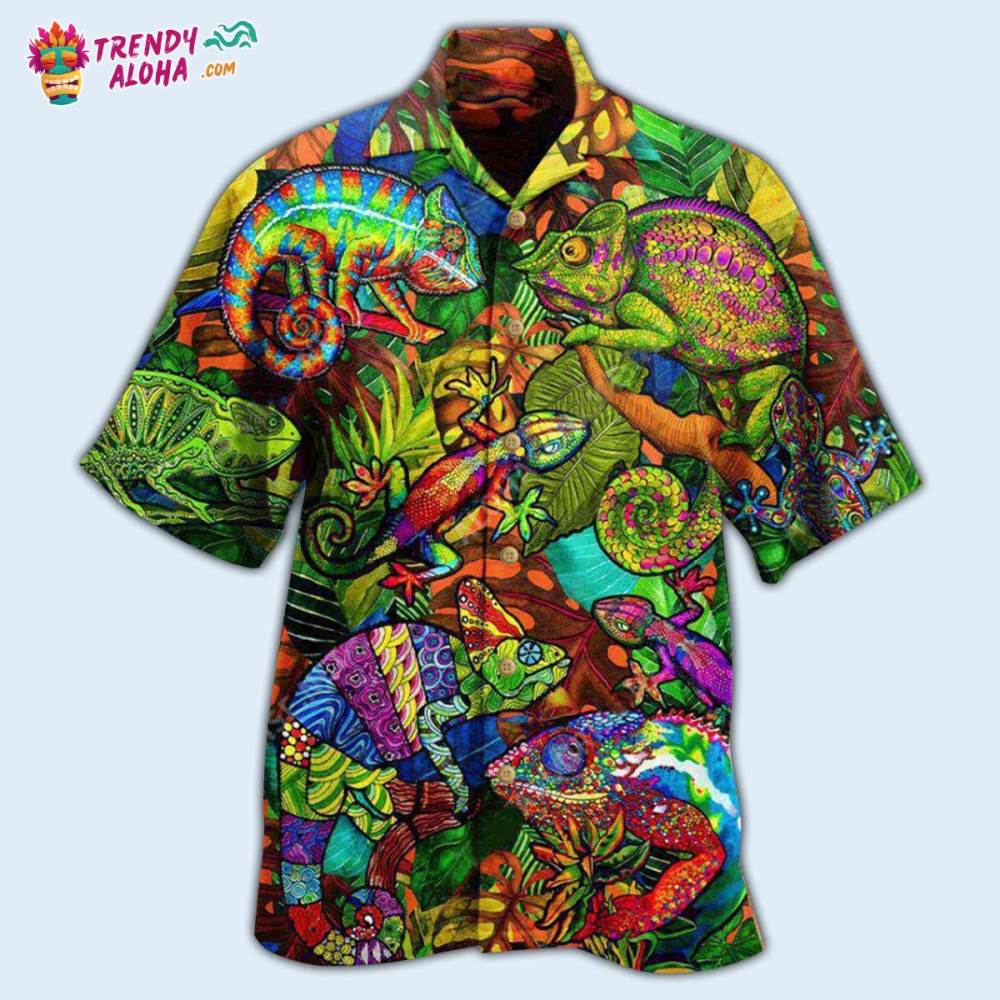 Chameleon Animals Life Is Better With A Chameleon Pattern Hawaiian Shirt – Trendy Aloha