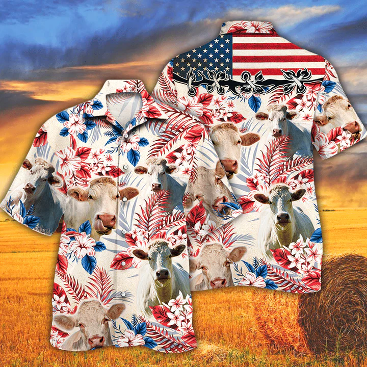 Charolais Cattle Lovers American Flag Trendy Hawaiian Shirt, Cow Flower Aloha Trendy Hawaiian Shirt, Cow Trendy Hawaiian Shirt Vintage, Trendy Hawaiian Shirt Men Charolais Cattle Lovers American Flag Trendy Hawaiian Shirt, Cow Flower Aloha Trendy Hawaiian Shirt, Cow Trendy Hawaiian Shirt Vintage, Trendy Hawaiian Shirt Men