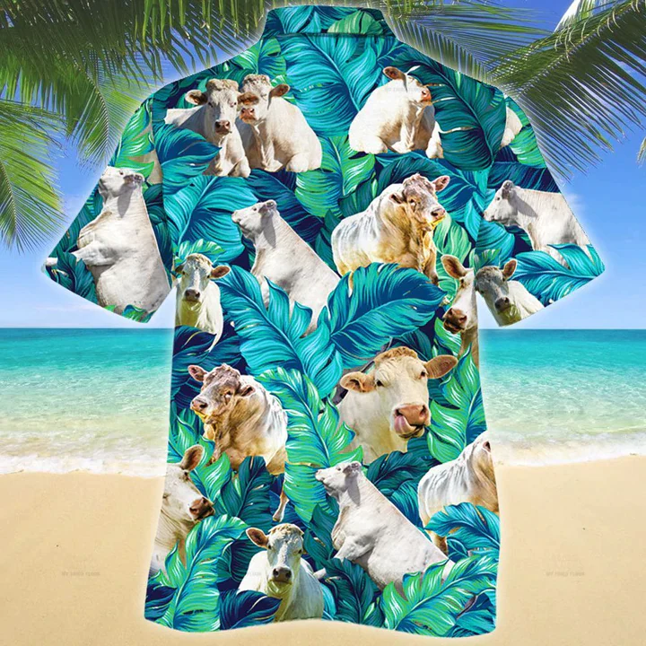Charolais Cattle Lovers Trendy Hawaiian Shirt, Cow Aloha Shirt For Men, Hawaii Shirt Women