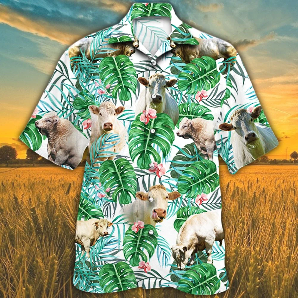Charolais Cattle Lovers Tropical Plant Trendy Hawaiian Shirt Charolais Cattle Lovers Tropical Plant Trendy Hawaiian Shirt