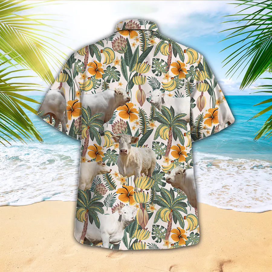Charolais Cow Trendy Hawaiian Shirt, Animal Trendy Hawaiian Shirts, Cow Lover Shirt, Farmer Shirt For Men And Women