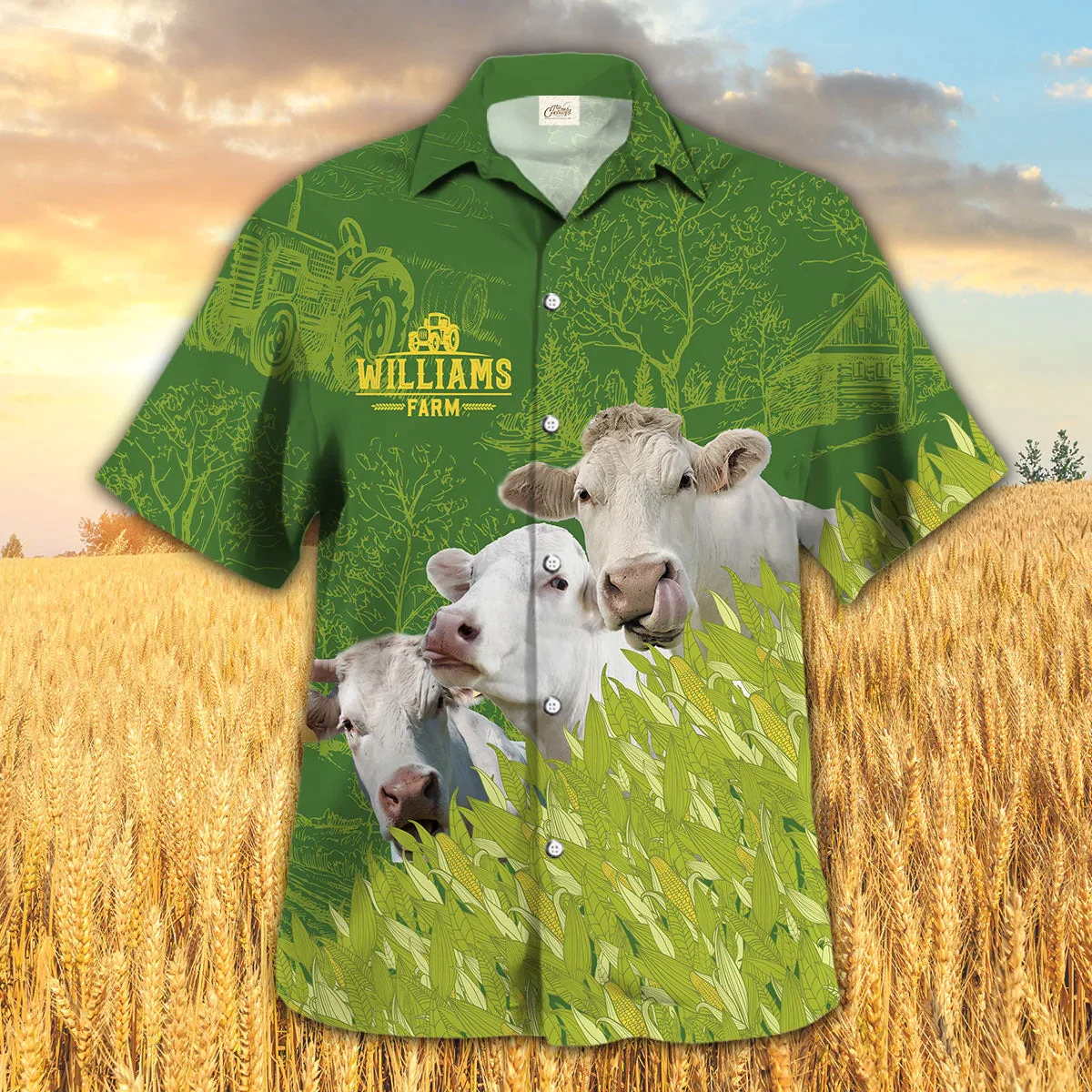 Charolais Farm Corn Pattern Trendy Hawaiian Shirt, Cow Trendy Hawaiian Shirt, Summer Trendy Hawaiian Shirt For Men And Women Charolais Farm Corn Pattern Trendy Hawaiian Shirt, Cow Trendy Hawaiian Shirt, Summer Trendy Hawaiian Shirt For Men And Women