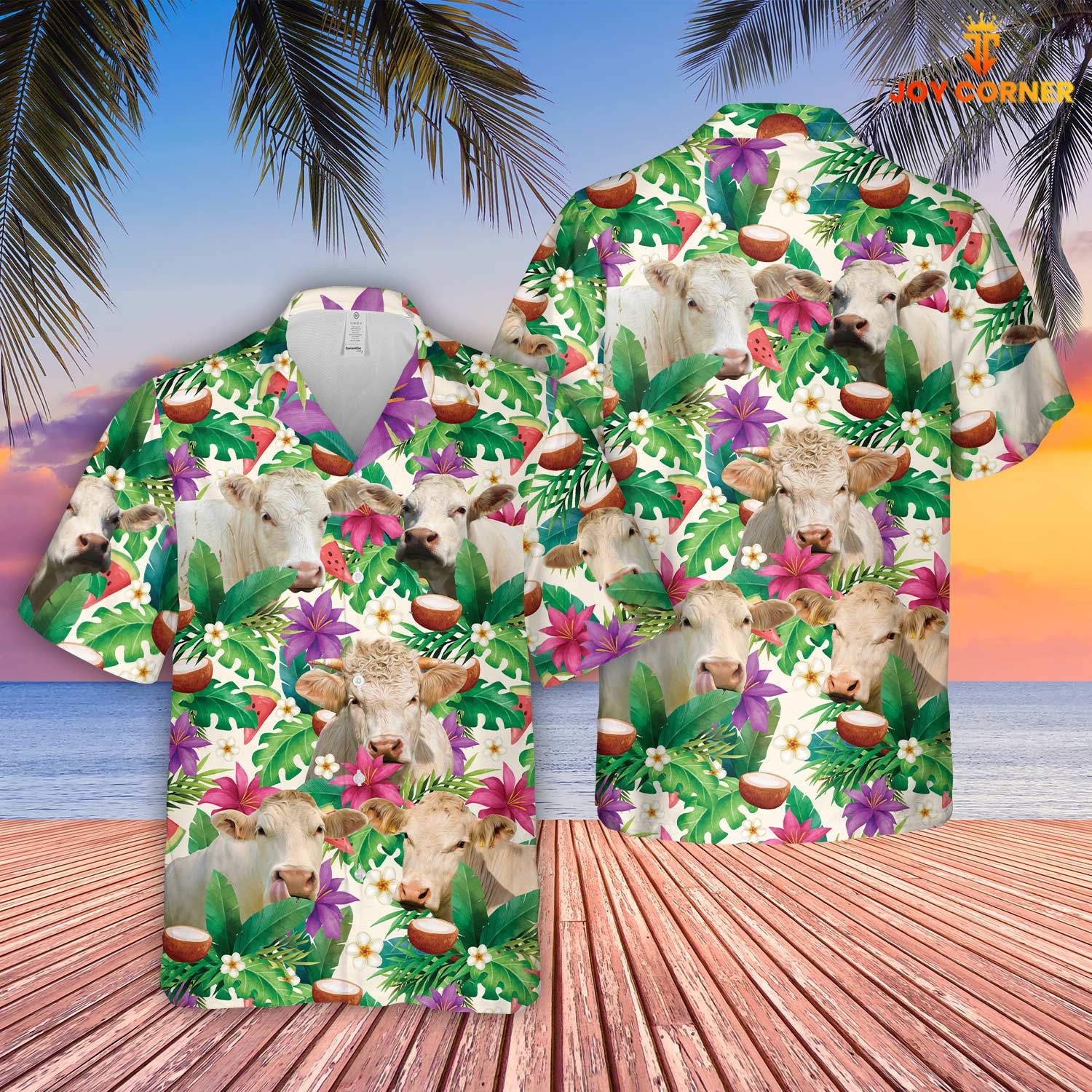 Charolais Hawaiian Shirt Summertime Floral Design Quality Print And Premium Material