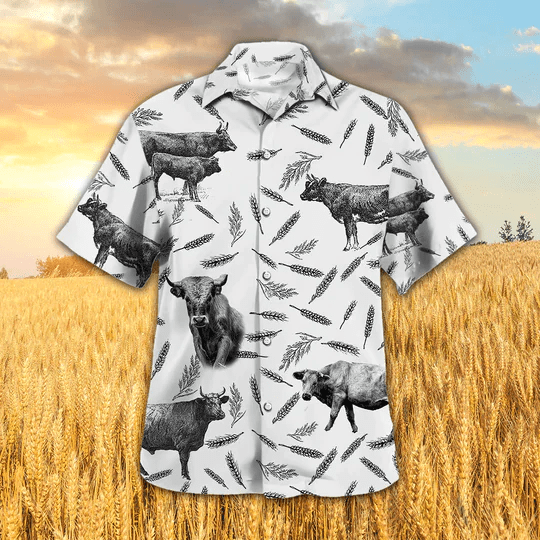 Charolais Pattern Trendy Hawaiian Shirt, Cow Aloha Shirts, Gift For Cow Lovers