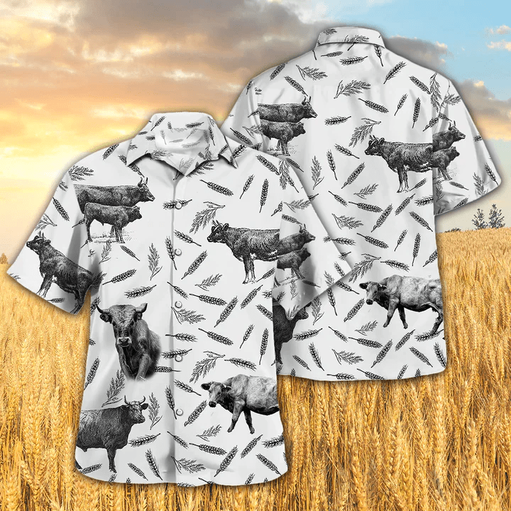 Charolais Pattern Trendy Hawaiian Shirt, Cow Aloha Shirts, Gift For Cow Lovers Charolais Pattern Trendy Hawaiian Shirt, Cow Aloha Shirts, Gift For Cow Lovers