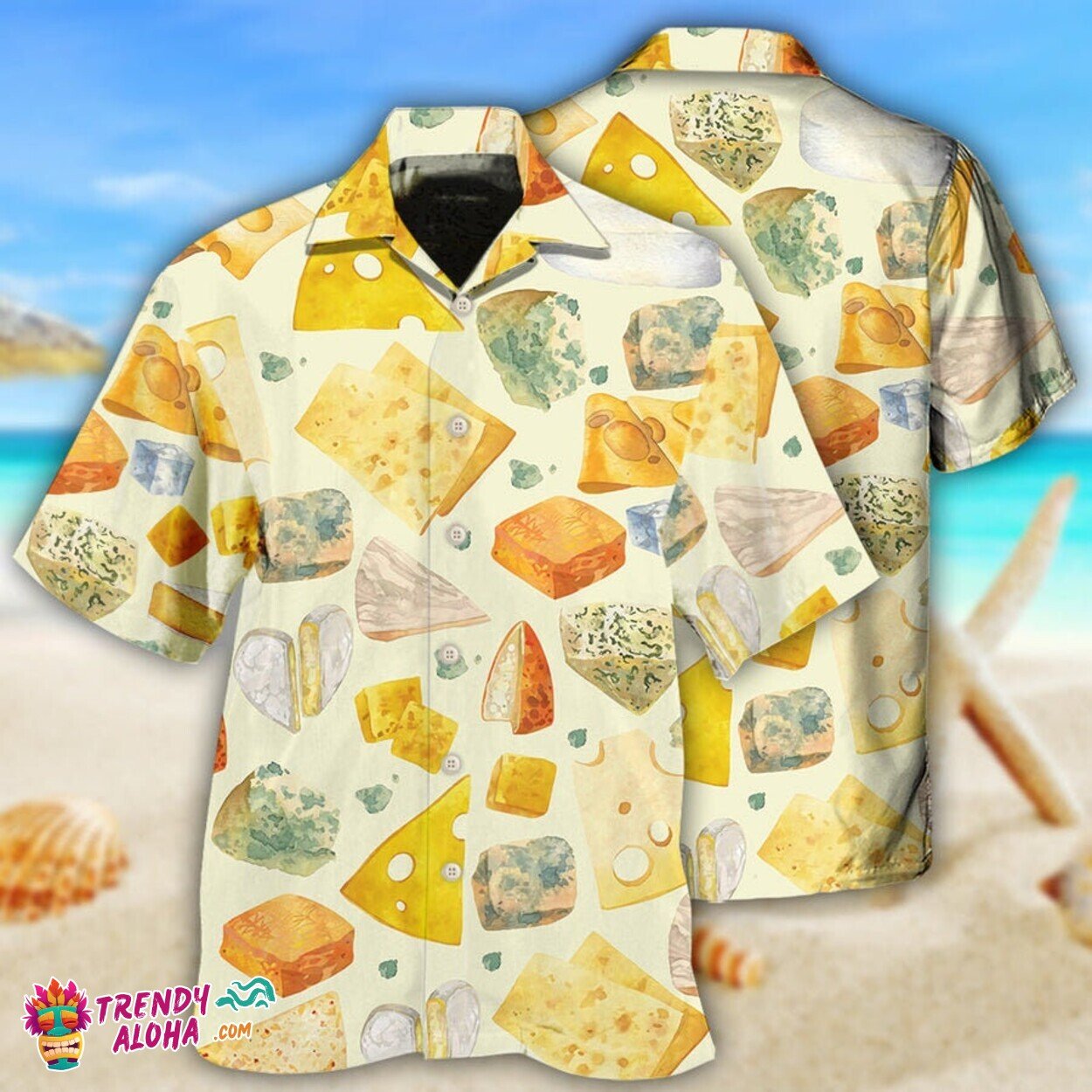 Cheese Pattern Men’s Hawaiian Shirt Food Lovers Beach Style