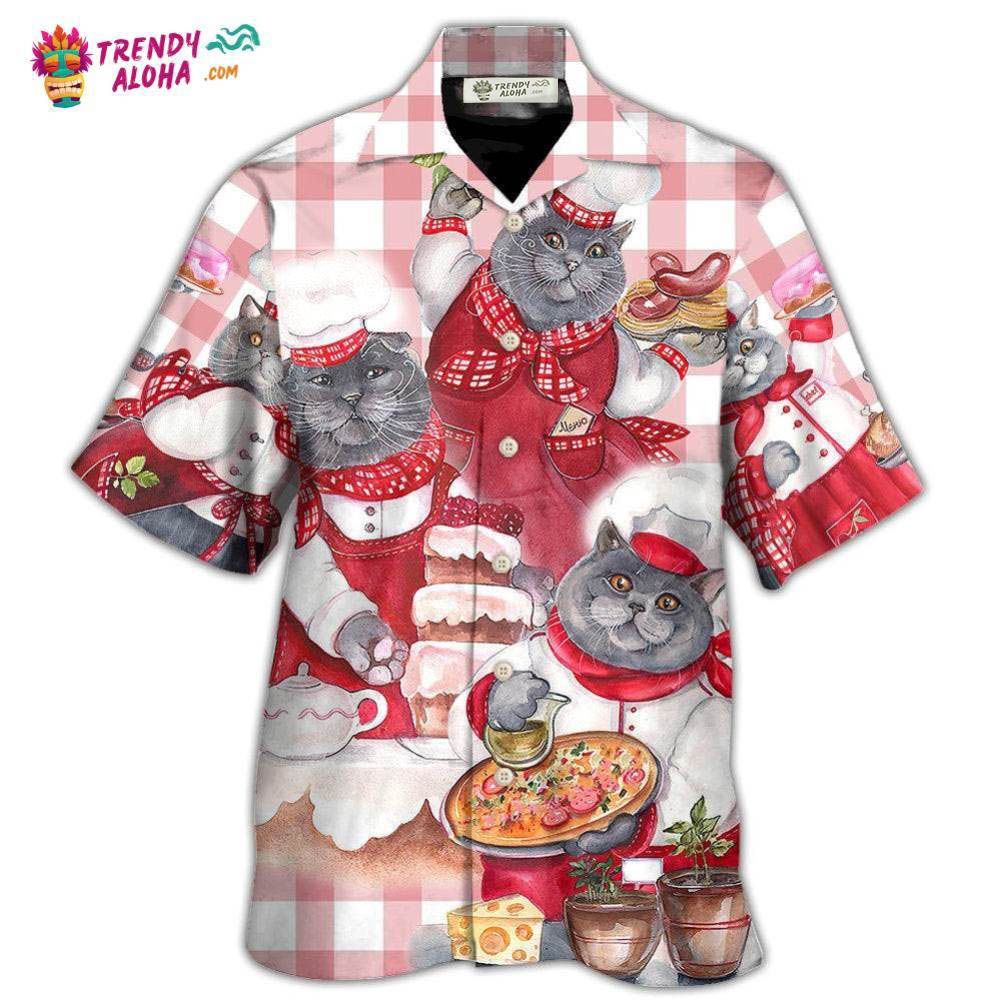 Chef Cute Black Cat Cooking Hawaiian Shirt – Trendy Aloha