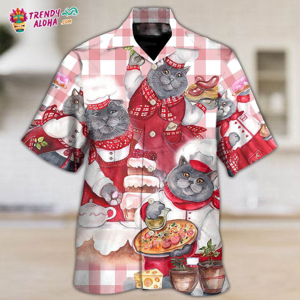 Chef Cute Black Cat Cooking Hawaiian Shirt – Trendy Aloha