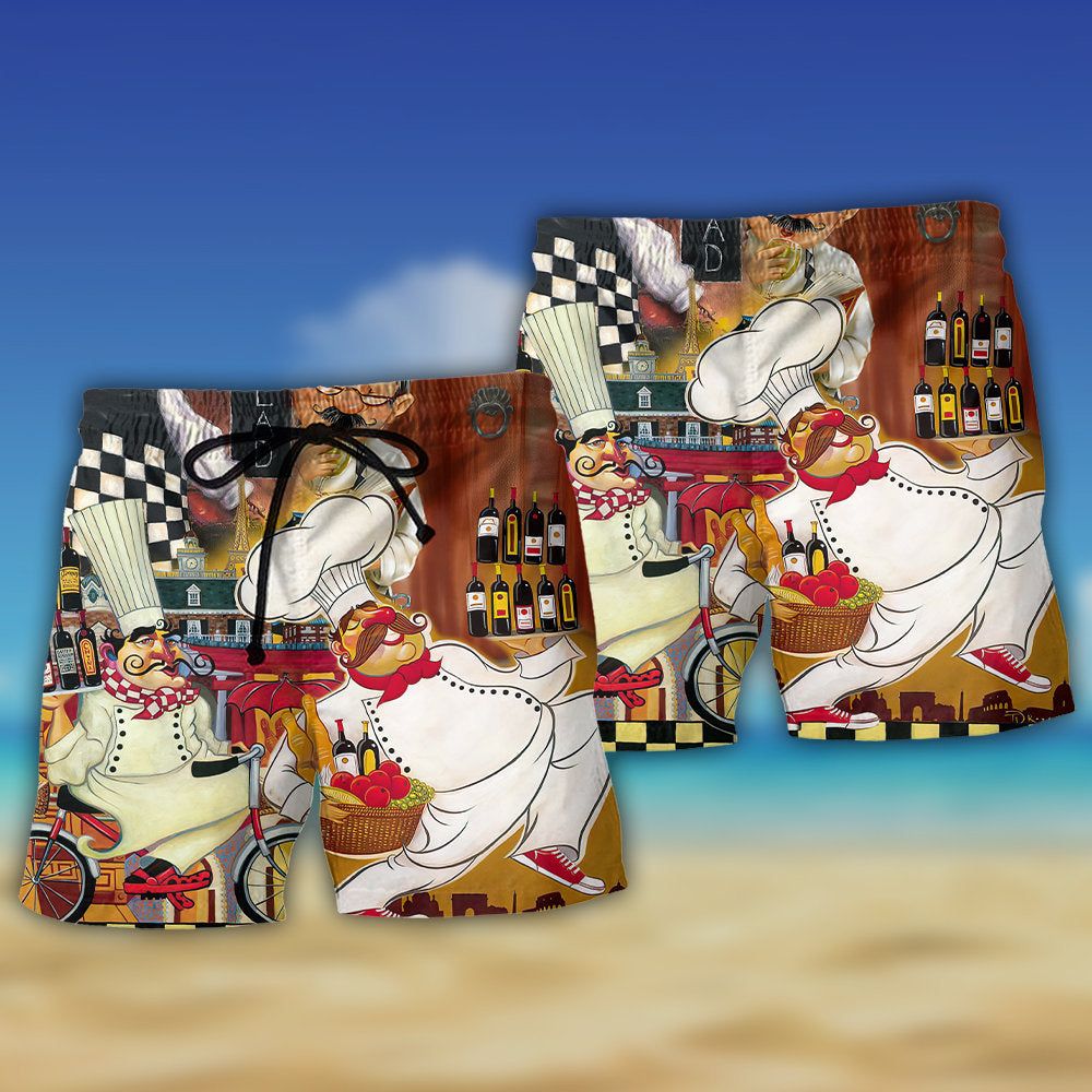 Chef Funny Cooking Vintage Dinner’s Time Trendy Aloha Hawaiian Beach Shorts