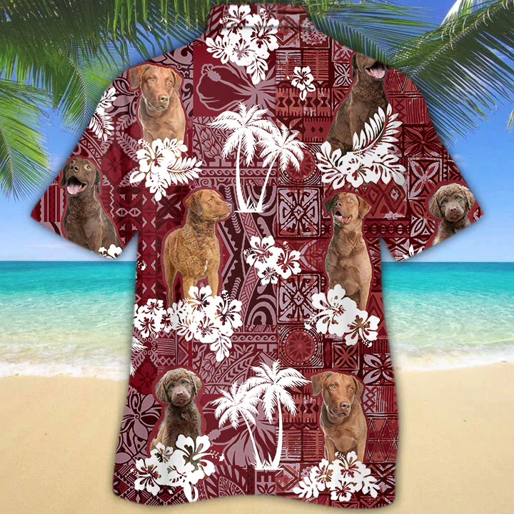 Chesapeake Bay Retriever Red Trendy Hawaiian Shirt, Gift For Dog Lover Shirts, Animal Summer Shirts, Trendy Hawaiian Shirt Men