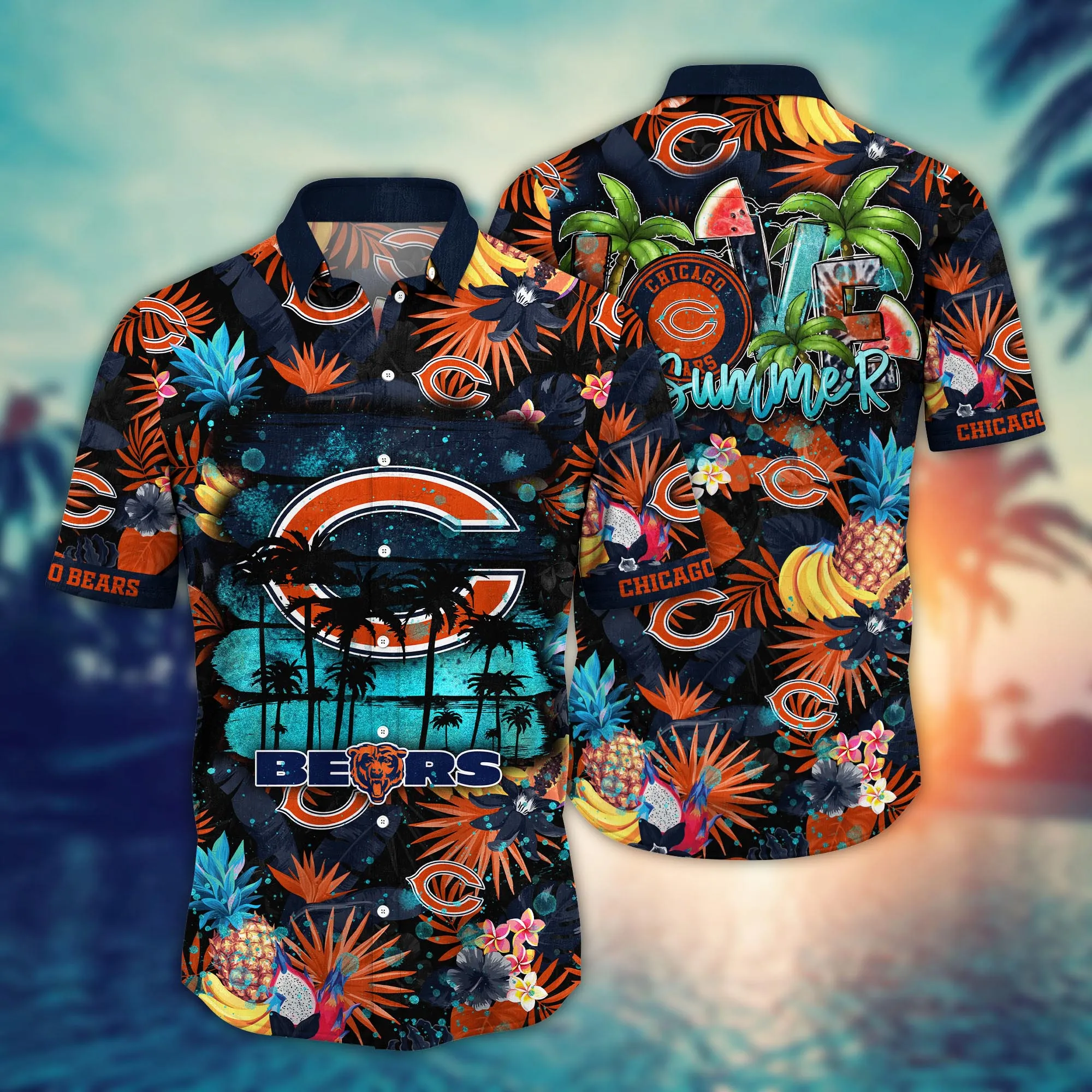 Chicago Bears NFL Hawaiian Shirt Outdoor Moviestime Aloha Shirt