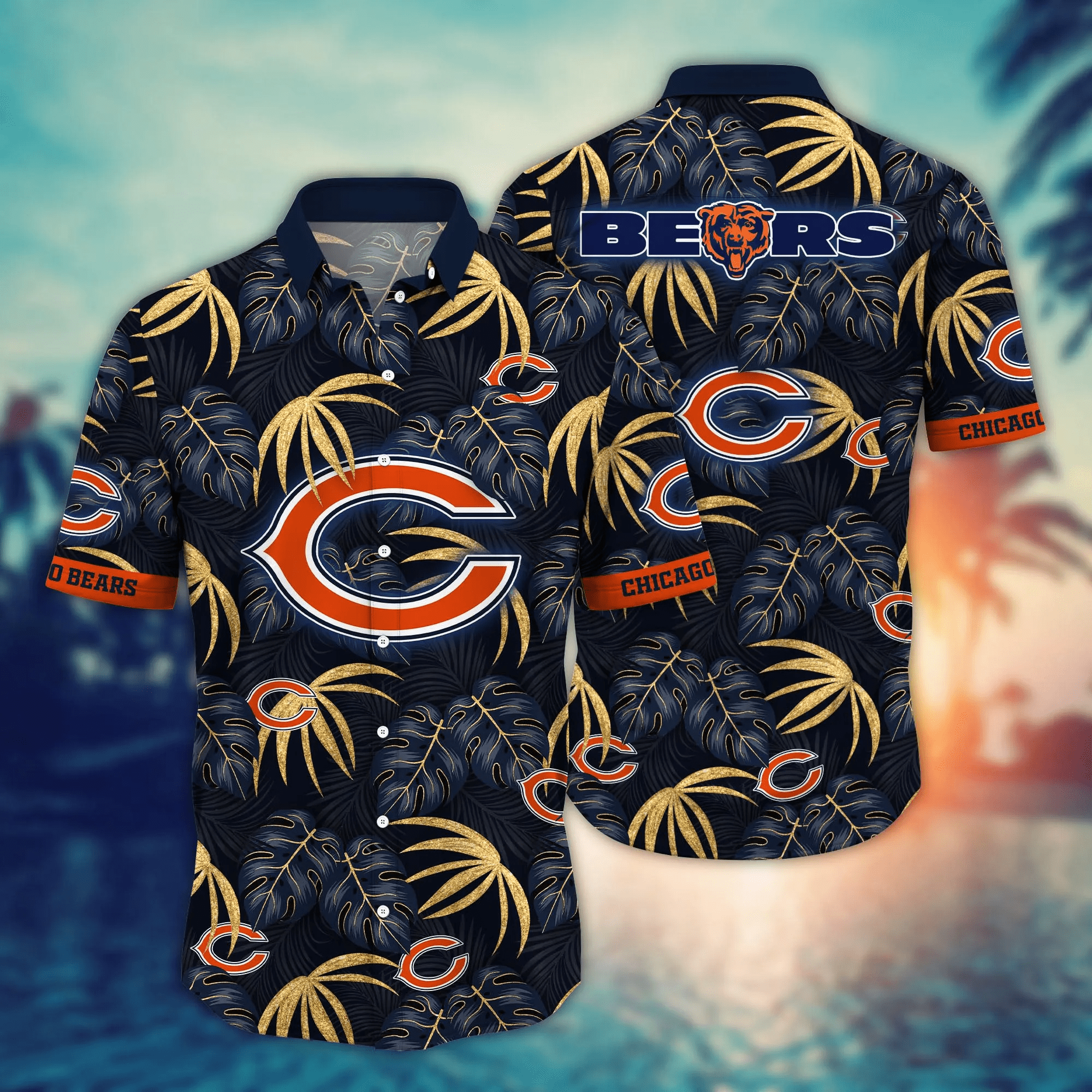 Chicago Bears NFL Hawaiian Shirt Summer Nights Aloha Shirt Chicago Bears NFL Hawaiian Shirt Summer Nights Aloha Shirt