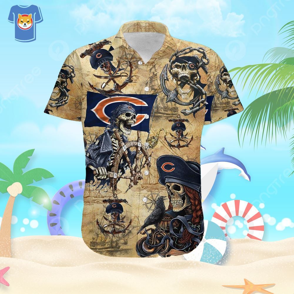 Chicago Bears Pirates Fans Pirates Skull Hawaiian Shirt