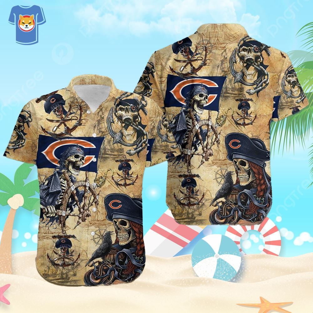 Chicago Bears Pirates Fans Pirates Skull Hawaiian Shirt