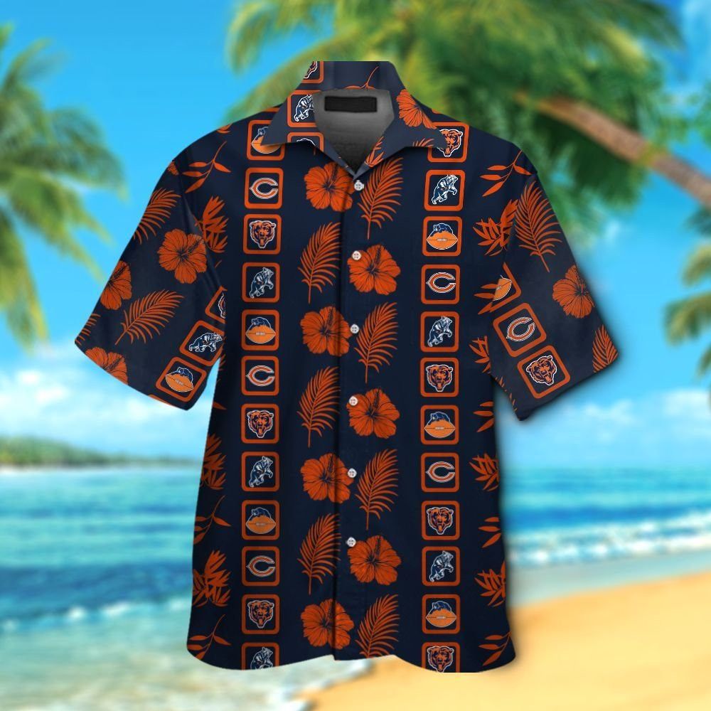 Chicago Bears Short Sleeve Button Up Tropical Hawaiian Shirt VER016