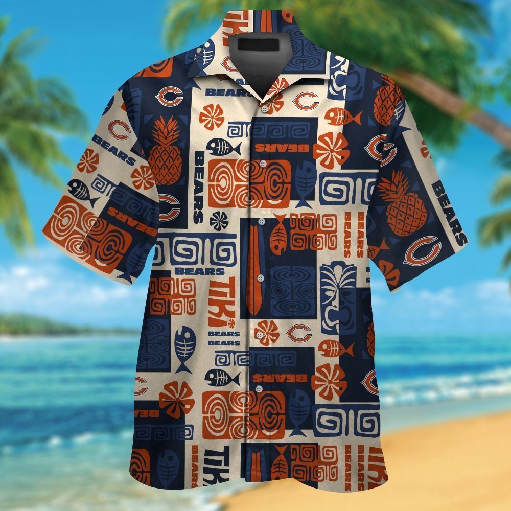 Chicago Bears Short Sleeve Button Up Tropical Hawaiian Shirt VER021