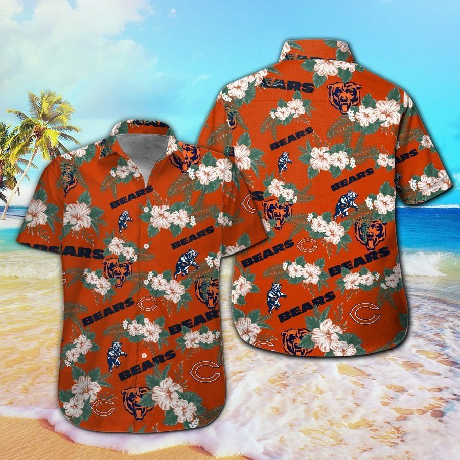 Chicago Bears Short Sleeve Button Up Tropical Hawaiian Shirt VER025