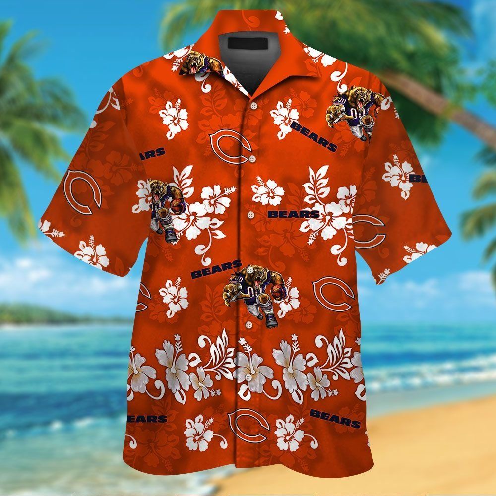Chicago Bears Short Sleeve Button Up Tropical Hawaiian Shirt VER031