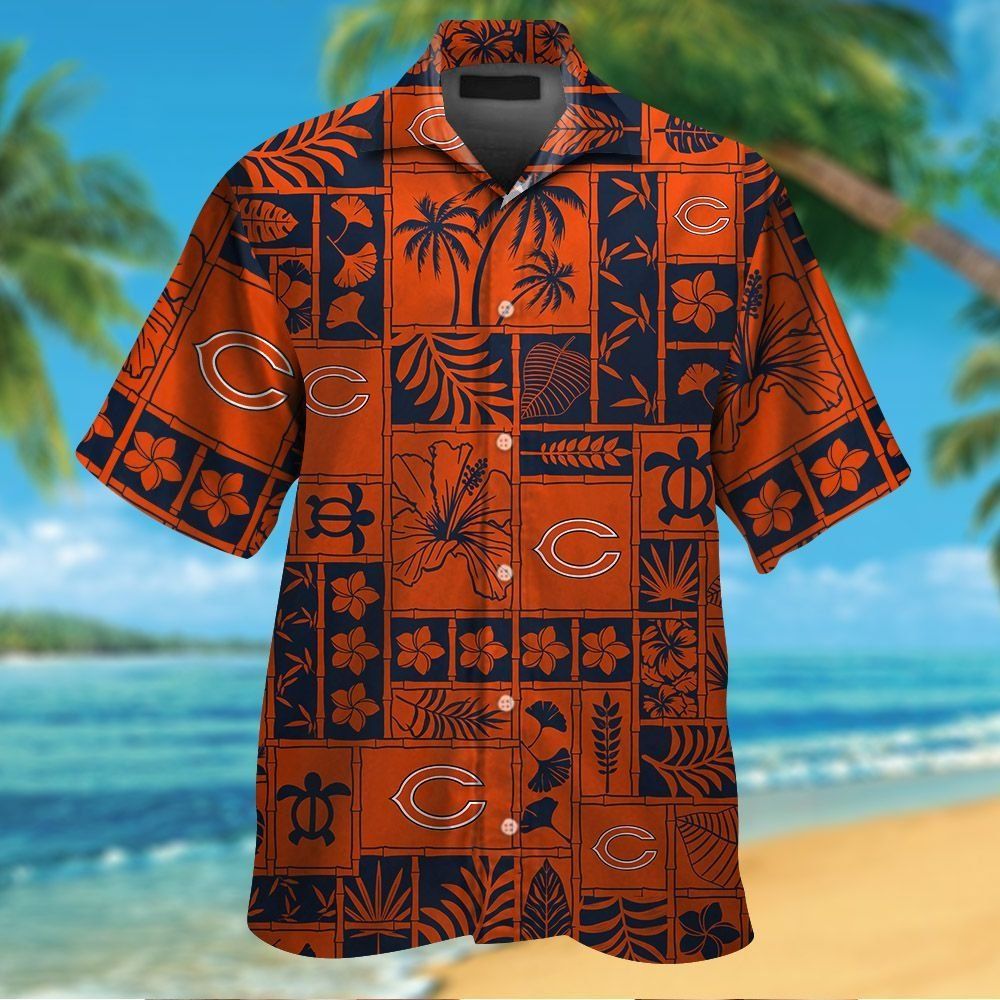 Chicago Bears Short Sleeve Button Up Tropical Hawaiian Shirt VER032
