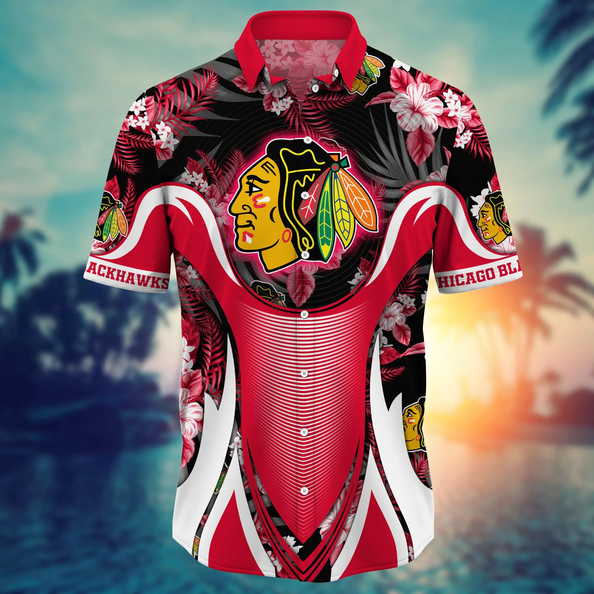 Chicago Blackhawks NHL Hawaiian Shirt Water Sports Aloha Shirt