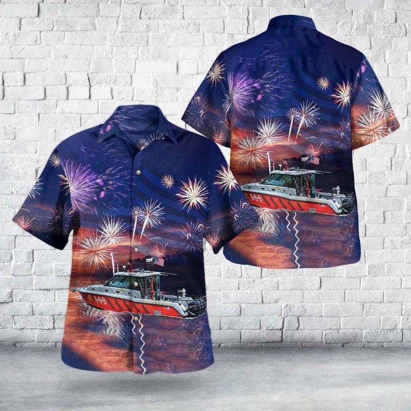 Chicago Fire Department Cfd Illinois Eugene Blackmon Fireboat, 4Th Of July Trendy Hawaiian Shirt