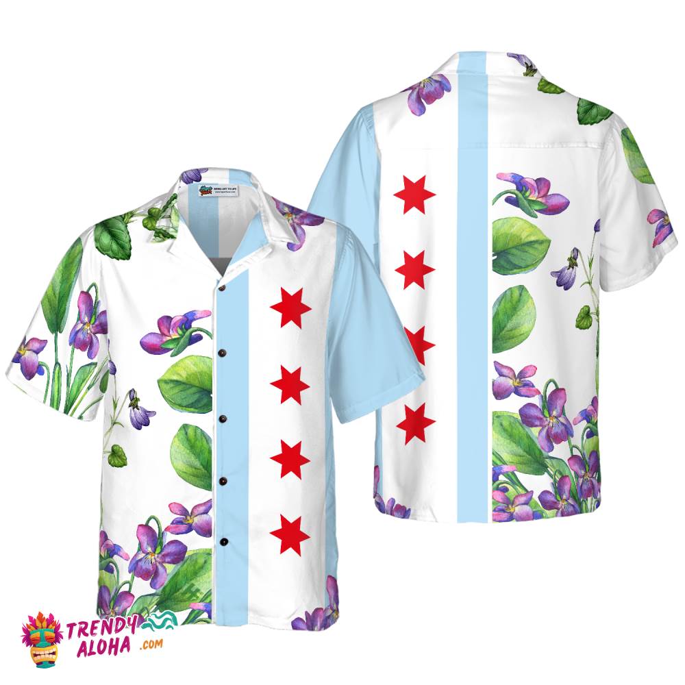 Chicago Flag Viola Sororia Hawaiian Shirt