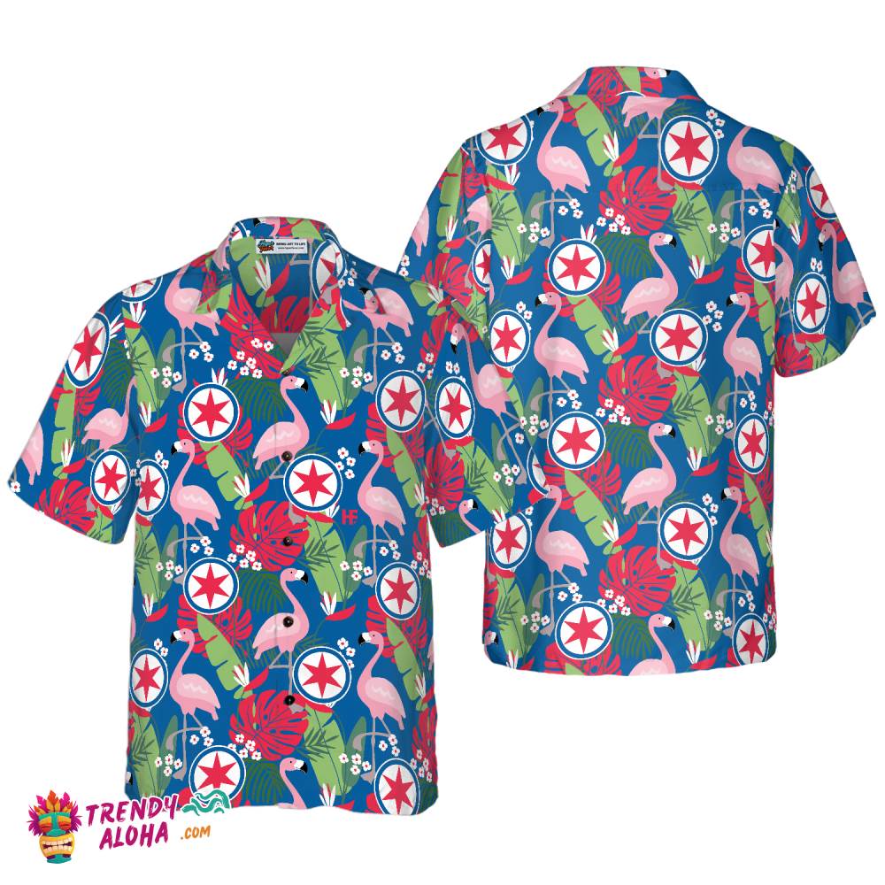 Chicago Floral Flamingo Hawaiian Shirt Chicago Floral Flamingo Hawaiian Shirt