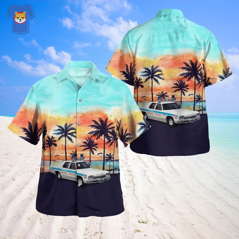 Chicago Illinois Chicago Police Department Dodge Monaco Hawaiian Shirt Chicago Illinois Chicago Police Department Dodge Monaco Hawaiian Shirt