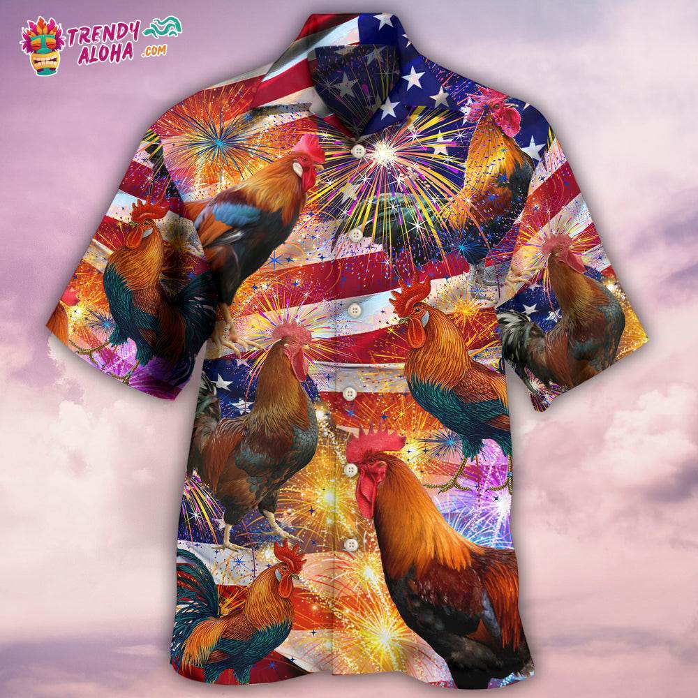 Chicken America Celebrating Independence Day Hawaiian Shirt – Trendy Aloha