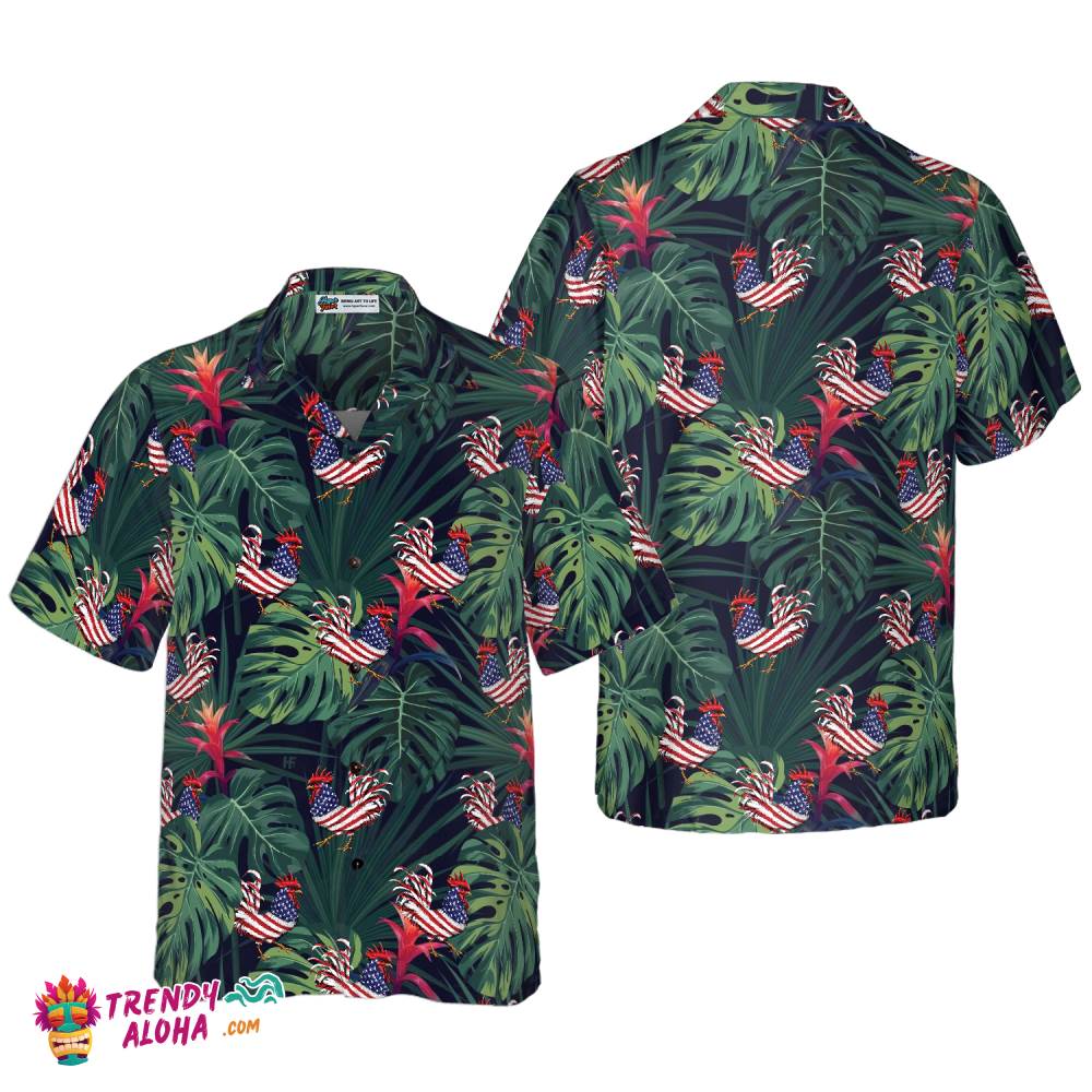 Chicken American Flag Tropical Hawaiian Shirt Chicken American Flag Tropical Hawaiian Shirt