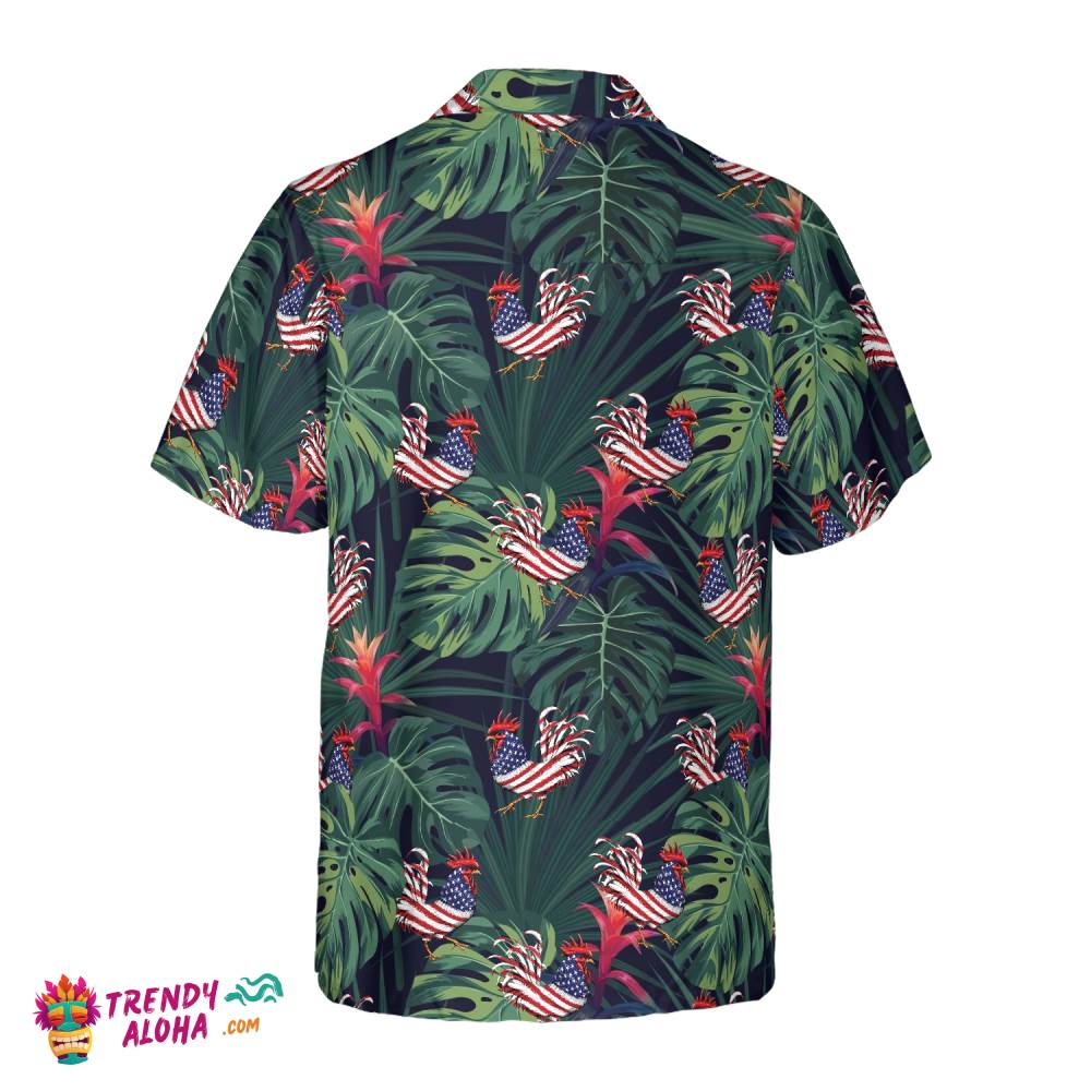 Chicken American Flag Tropical Hawaiian Shirt