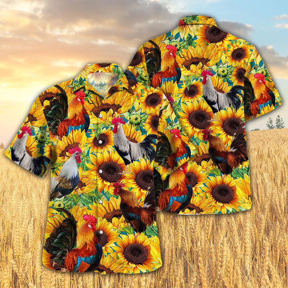 Chicken Amidst Sunflowers 3D Hawaiian Shirt Vibrant Printed Style