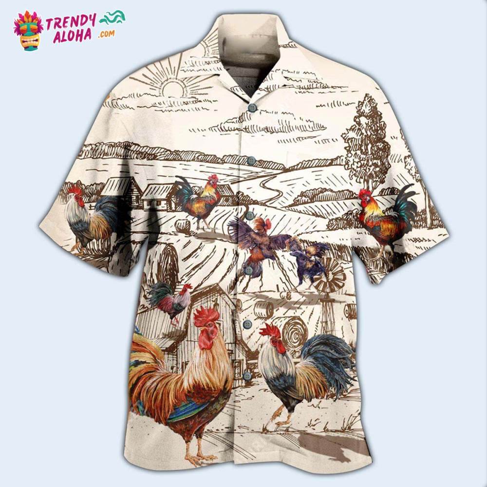 Chicken Awesome Farmer Roosters Hawaiian Shirt – Trendy Aloha