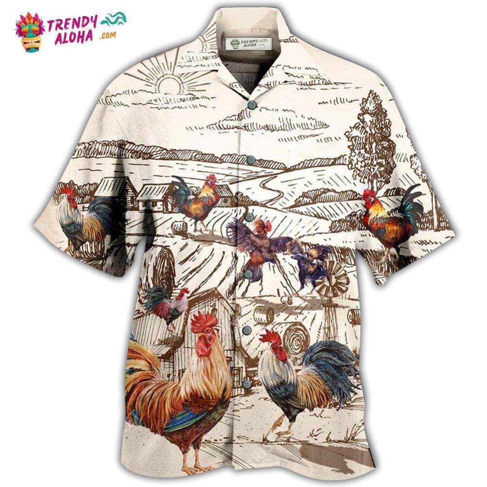 Chicken Awesome Farmer Roosters Hawaiian Shirt – Trendy Aloha