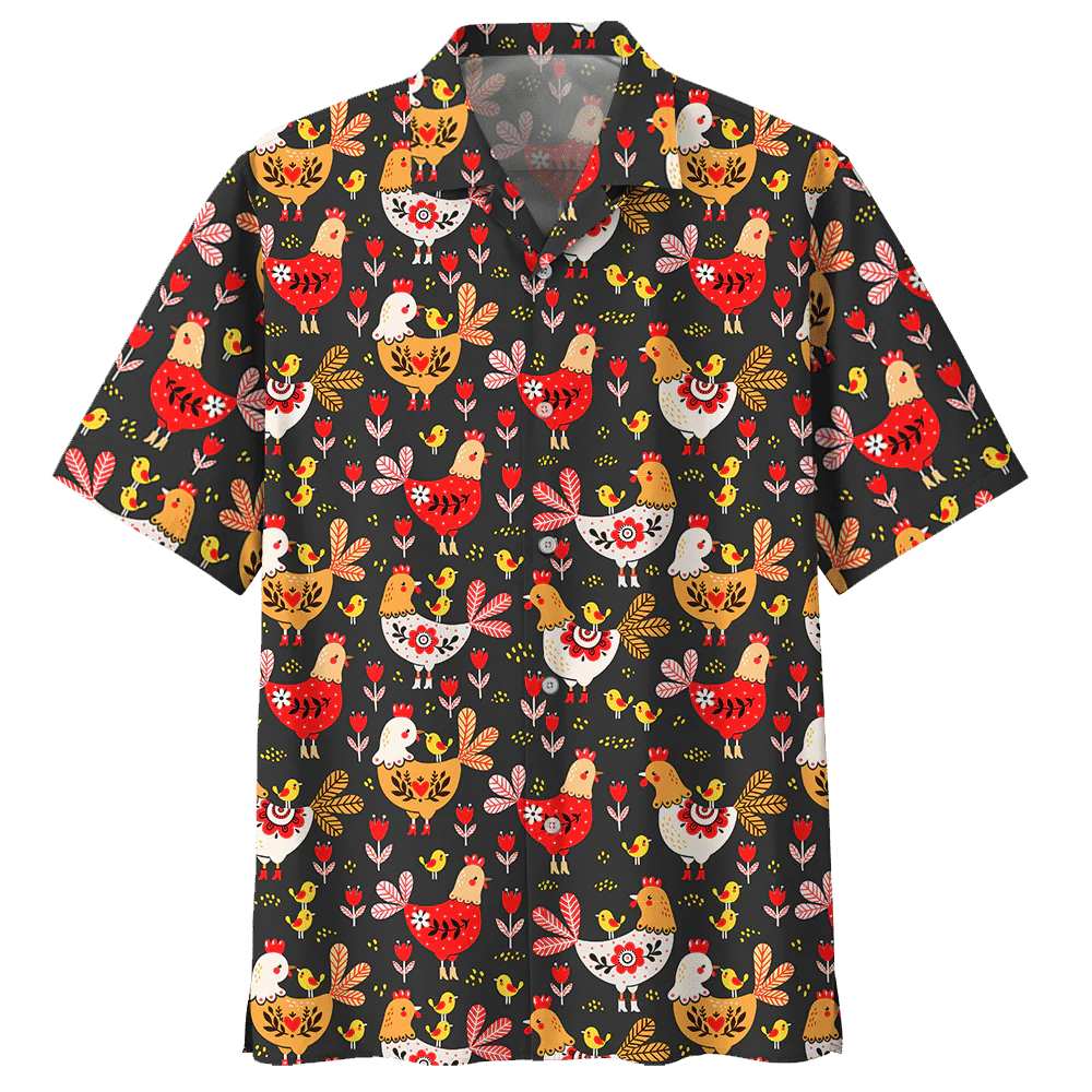 Chicken Black Amazing Design Unisex Trendy Hawaiian Shirt, Chicken Lover Trendy Hawaiian Shirt For Summer Gifts Chicken Black Amazing Design Unisex Trendy Hawaiian Shirt, Chicken Lover Trendy Hawaiian Shirt For Summer Gifts
