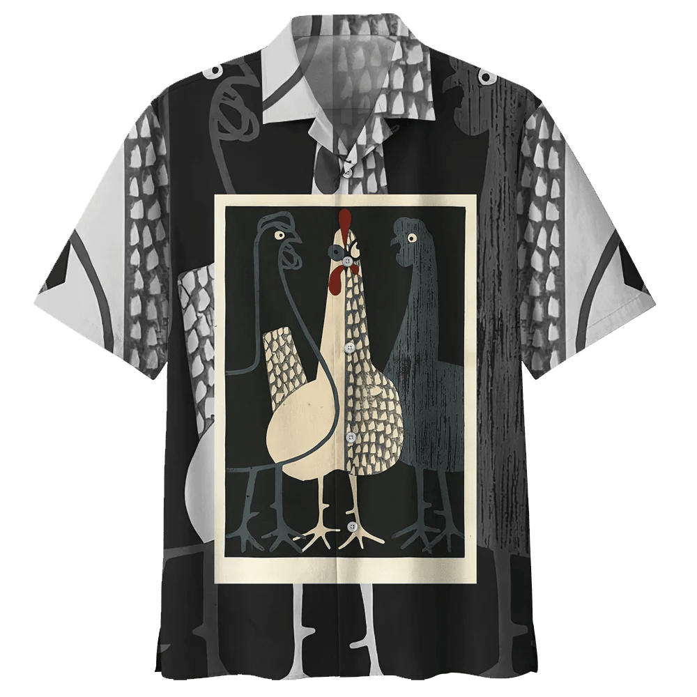 Chicken Black Awesome Design Unisex Trendy Hawaiian Shirt, Chicken Lover Trendy Hawaiian Shirt For Summer Gifts Chicken Black Awesome Design Unisex Trendy Hawaiian Shirt, Chicken Lover Trendy Hawaiian Shirt For Summer Gifts