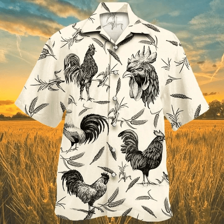 Chicken Farm Lovers Black And White Trendy Hawaiian Shirt Chicken Farm Lovers Black And White Trendy Hawaiian Shirt