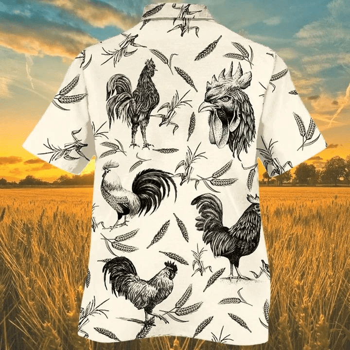 Chicken Farm Lovers Black And White Trendy Hawaiian Shirt