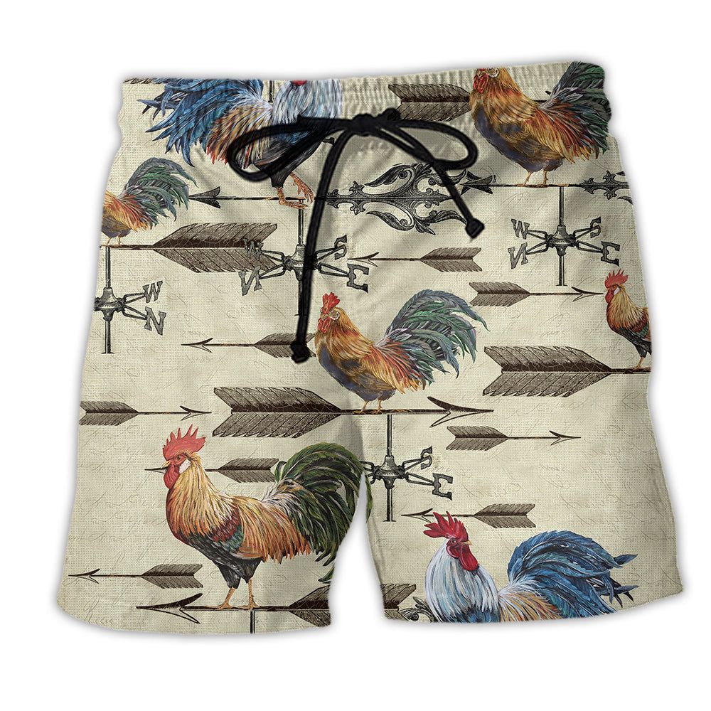 Chicken Find A Way Or Make One Weathervane Rooster Trendy Aloha Hawaiian Beach Shorts